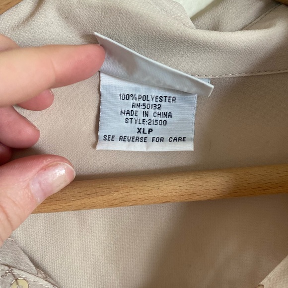 Bon Worth Chamagne Beige Button Up Sheer Blouse - Picture 4 of 5